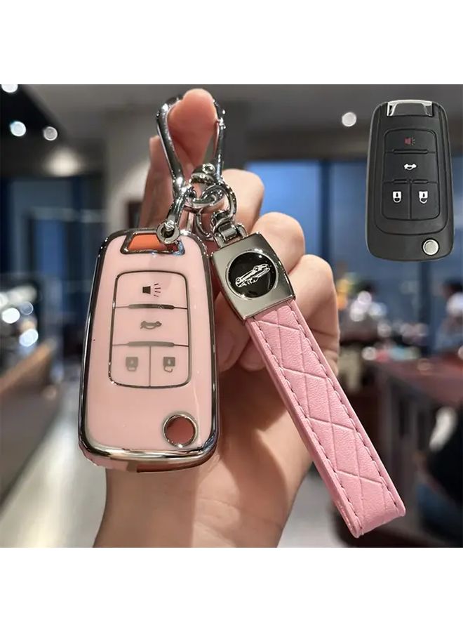 غطاء مفتاح سيارة من TPU الأبيض مع سلسلة مفاتيح لسيارات شيفروليه كروز، أفيو، تراكس، أوبل أسترا - Image 4